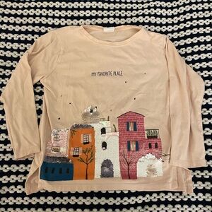 Zara Girls Sequence Stars Graphic Long Sleeve Tee: 8